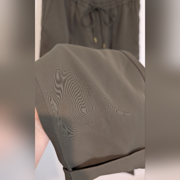 Olive Satin Feel Cargo Jogger Pants - Picture 2 of 5